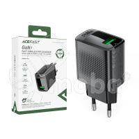 Сетевое зарядное устройство USB Acefast A90 (18W, QС3.0, GaN) Черный