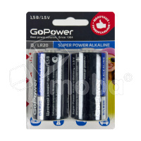 Батарейка D LR20 GoPower Super Alkaline 1.5V (2 шт. в блистере)