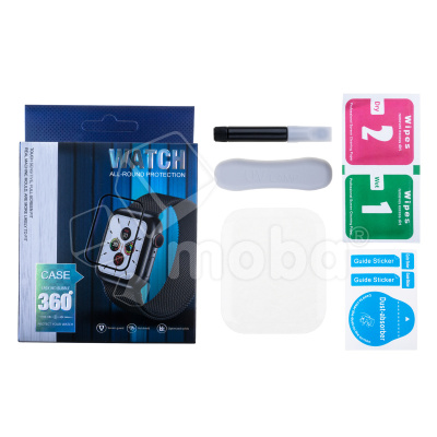 Защитное стекло "UV комплект" для Apple Watch 7/8/9 (41 мм) (клей, лампа)