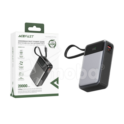 Внешний Аккумулятор (Power Bank) Acefast M21 20000 mAh (65W, QC3.0, PD, AVS, USB, Type-C, LED дисплей) Черный