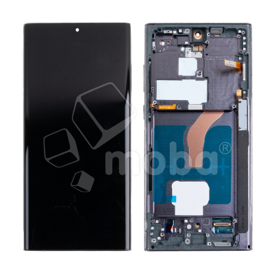 Дисплей для Samsung Galaxy S22 Ultra (S908B/S9080) модуль с рамкой Черный - (Soft OLED, 120 Гц) (Full Size)
