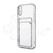 Чехол-накладка для iPhone X/Xs (с защитой камеры, карманом для карт, прозрачный)