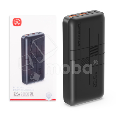 Внешний Аккумулятор (Power Bank) XO PR188 20000 mAh (22.5W, QC3.0, PD, 2USB, MicroUSB, Type-C, LED индикатор) Черный